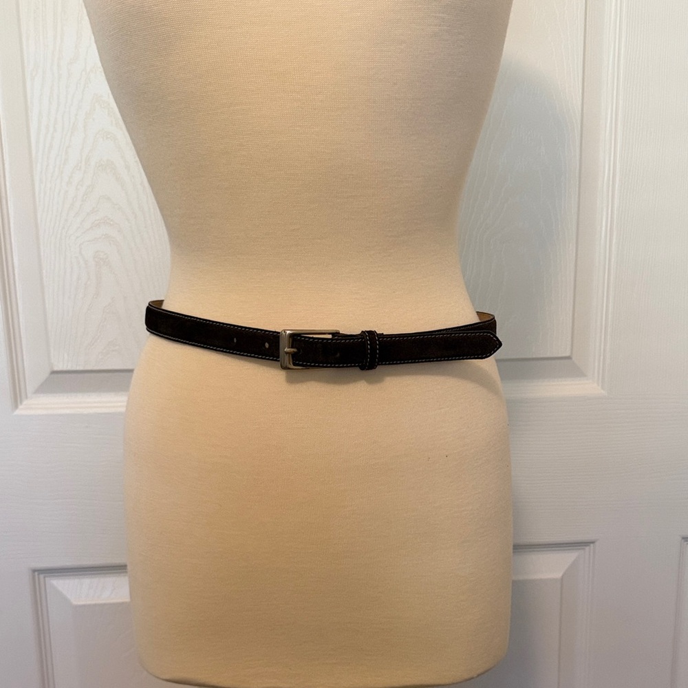 Talbot’s Dark Brown Suede Leather Belt - M - Nickel buckle NWOT